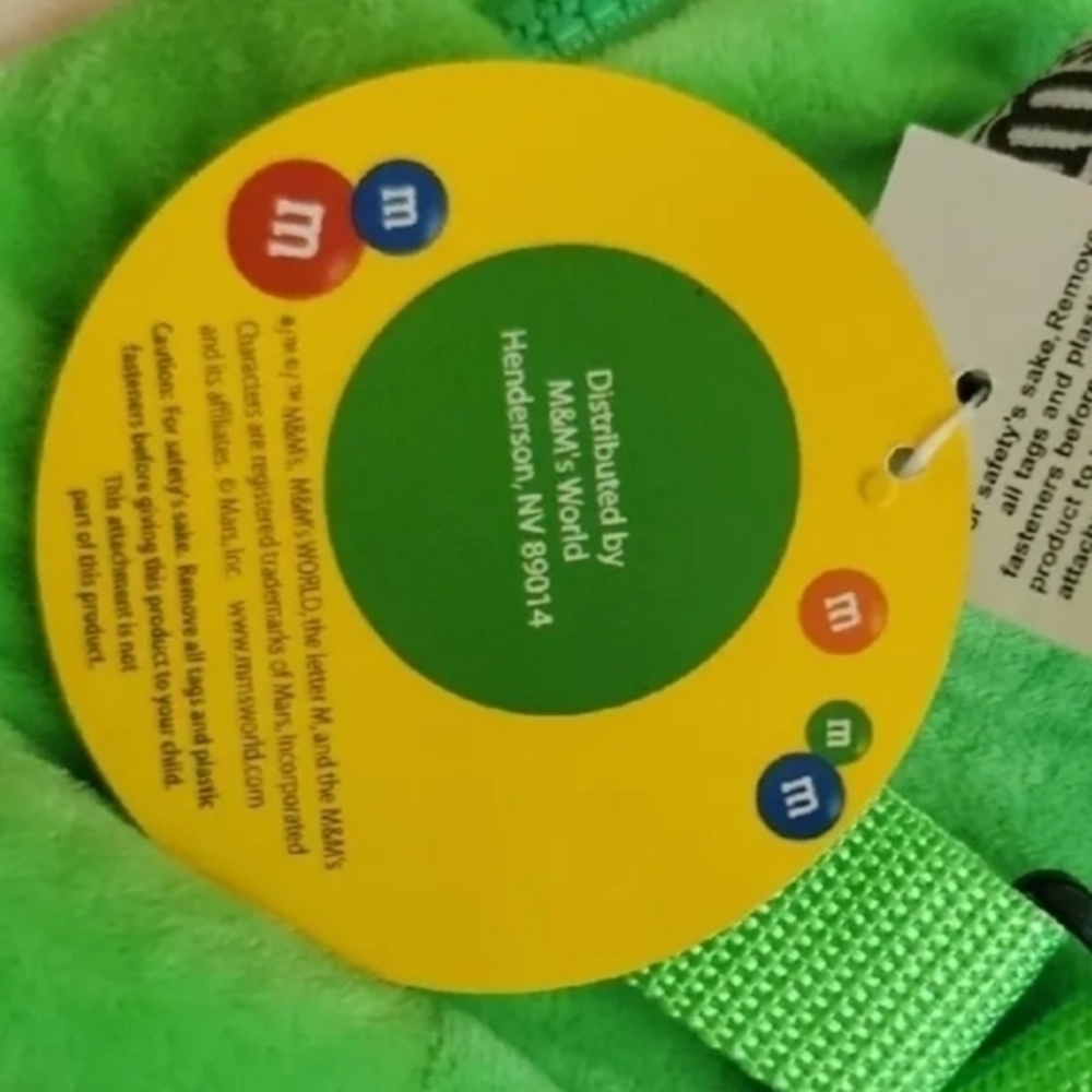 M&M World Green Adjustable Plush Backpack NWT‎ - Picture 9 of 11
